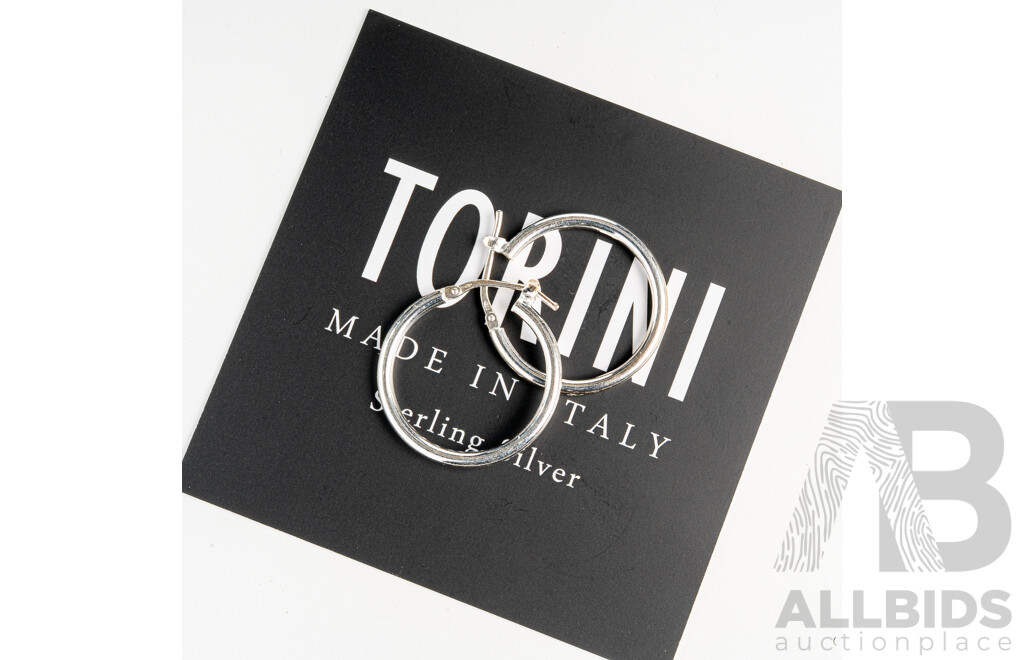 NEW - Torini Sterling Silver Hoop Earrings, Made in Italy, 24mm, 3.13 Grams
