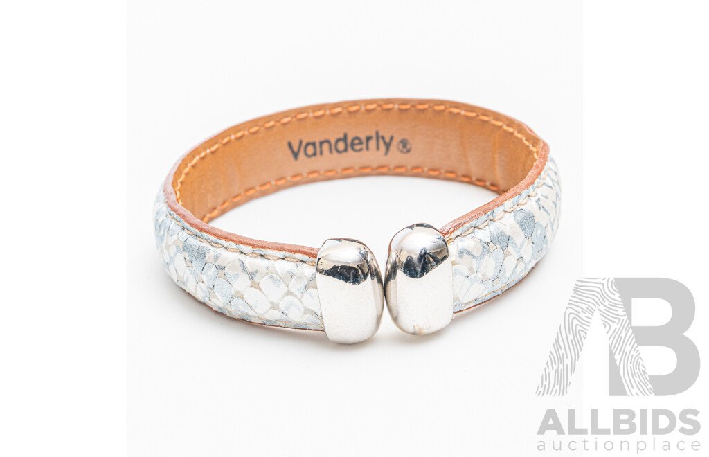 NEW - Vanderley Patterned  Leather Cuff Bangle, 55mm, Made in Italy