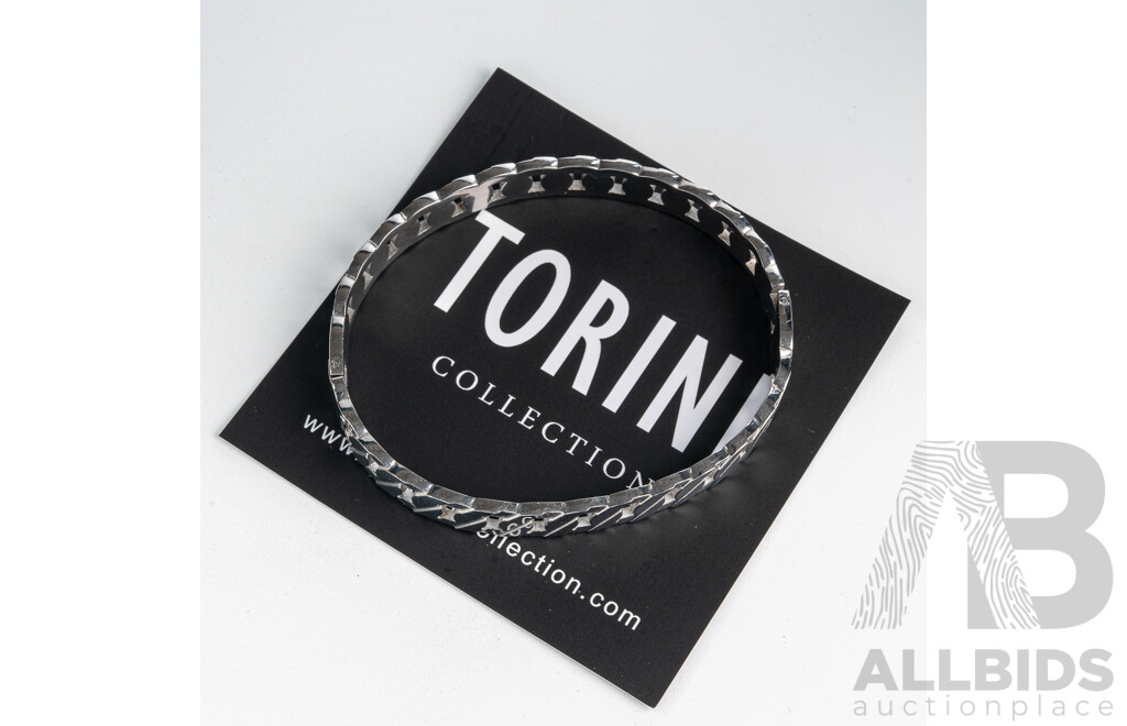 NEW - Torini Flat Curb Link Oval Stainless Steel Flat Hinged Bangle, 60mm, with Packaging