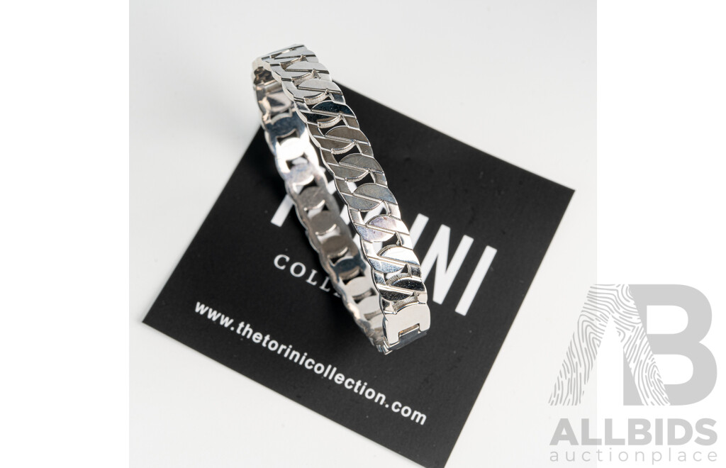 NEW - Torini Flat Curb Link Oval Stainless Steel Flat Hinged Bangle, 60mm, with Packaging