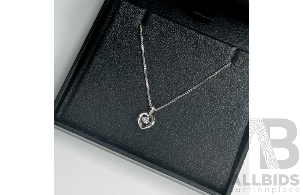 NEW - Dancing Diamond Designs Sterling Silver Cz Pendant on Chain, 40+5cm, 2.45 Grams