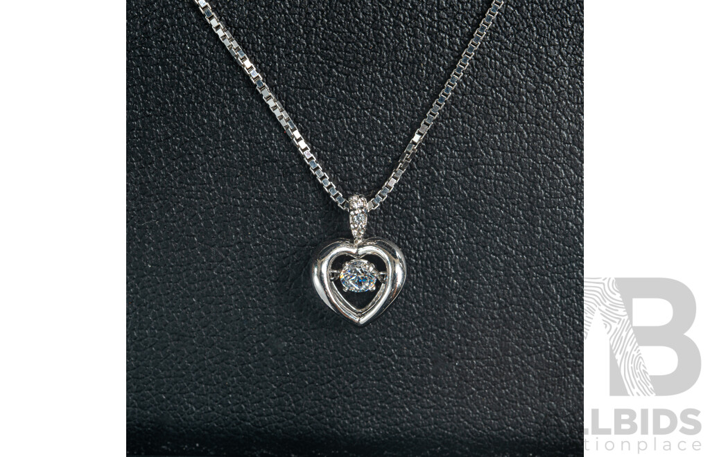 NEW - Dancing Diamond Designs Sterling Silver Cz Pendant on Chain, 40+5cm, 2.45 Grams