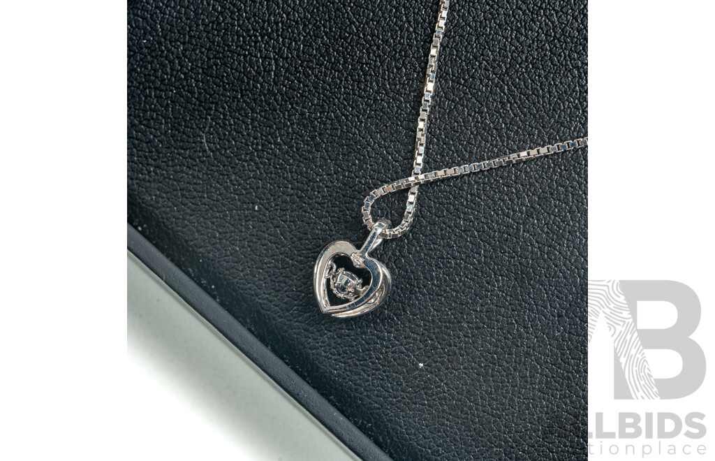 NEW - Dancing Diamond Designs Sterling Silver Cz Pendant on Chain, 40+5cm, 2.45 Grams