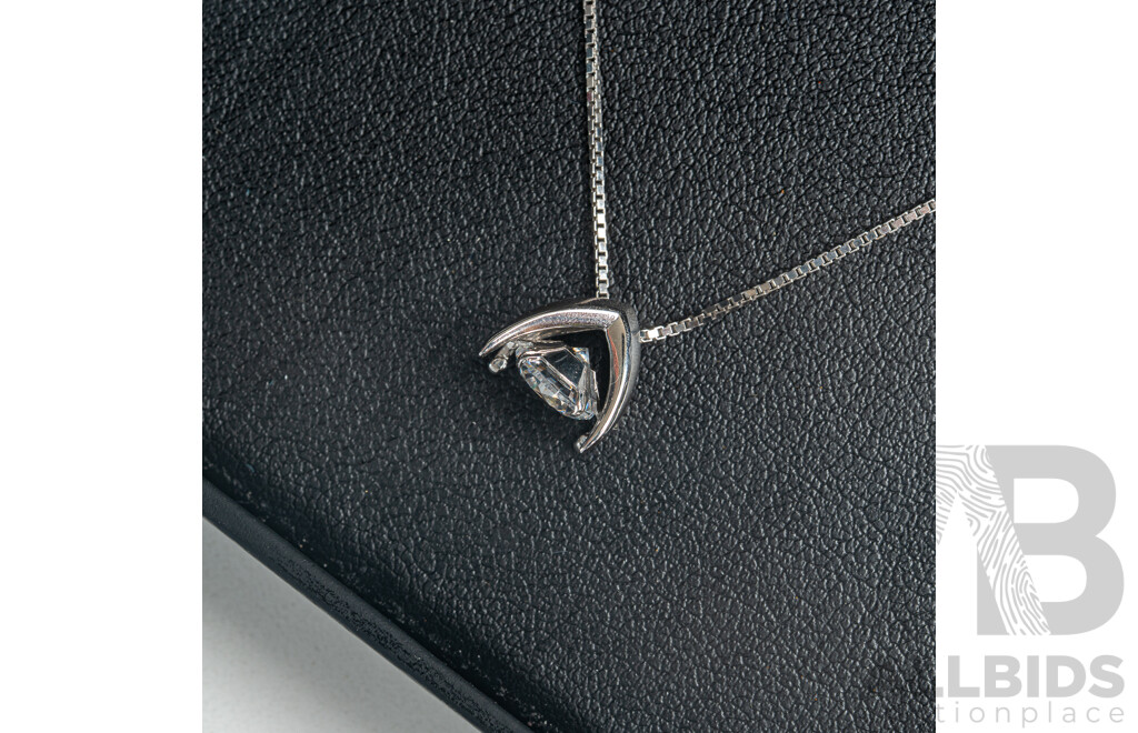NEW - Dancing Diamond Designs Sterling Silver Wishbone Cz Pendant on Chain, 40+5cm,  2.91 Grams