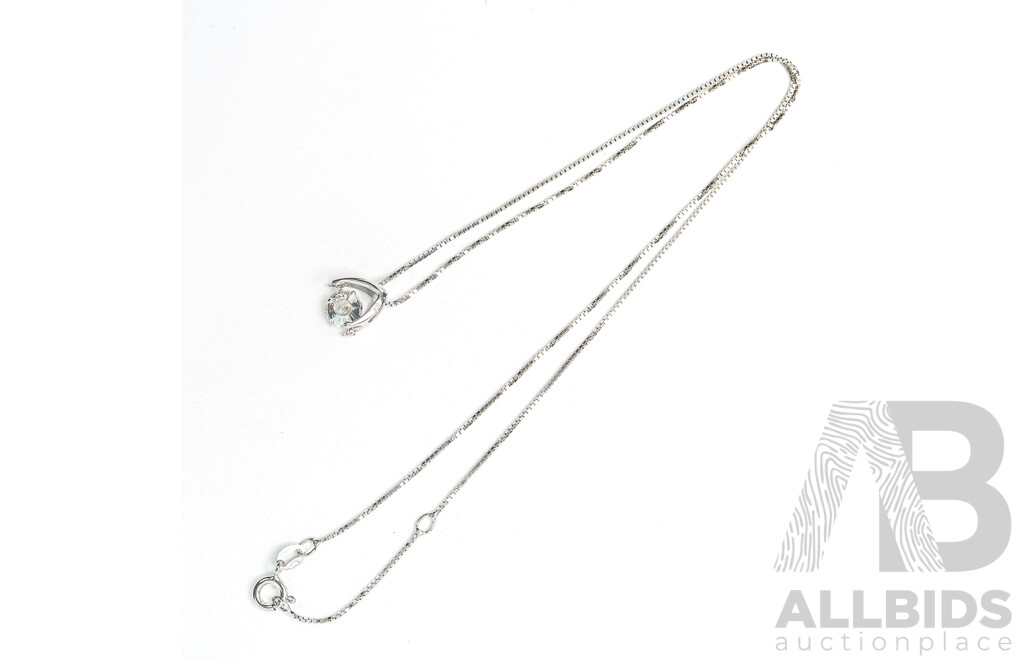 NEW - Dancing Diamond Designs Sterling Silver Wishbone Cz Pendant on Chain, 40+5cm,  2.91 Grams