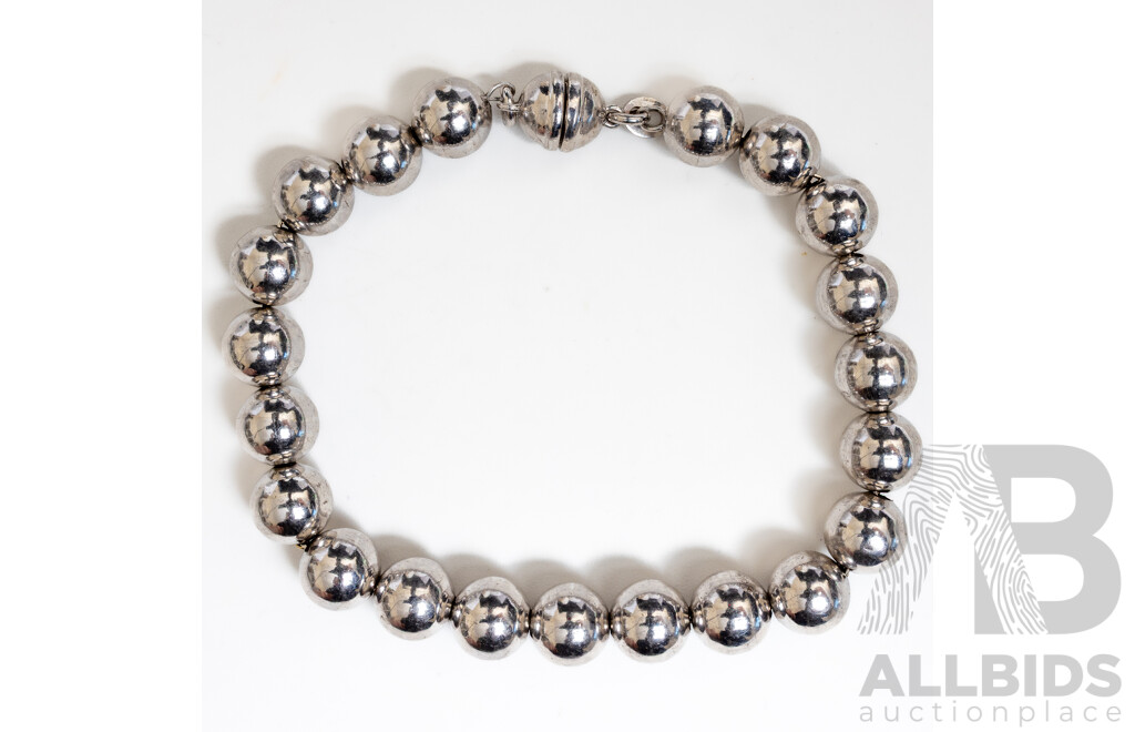NEW - Torini Sterling Silver Ball Bracelet, Made in Italy, 18cm with Magnetic Clasp, 10.0 Grams