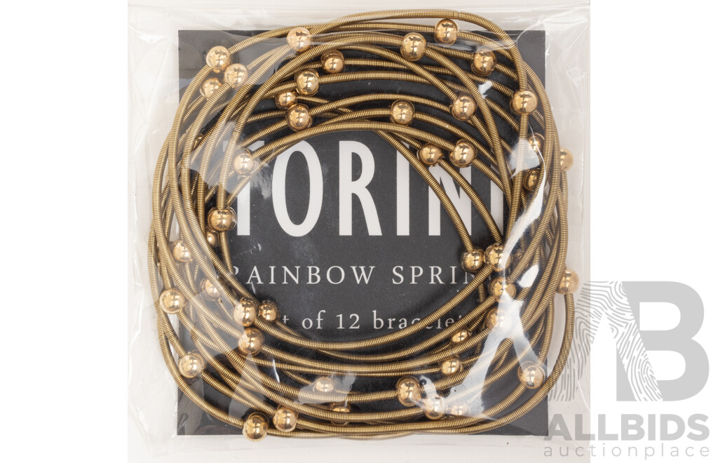 NEW - Torini Rainbow Spring Set of 12 Electroplated Piano Wire Bracelets, Stacking Style
