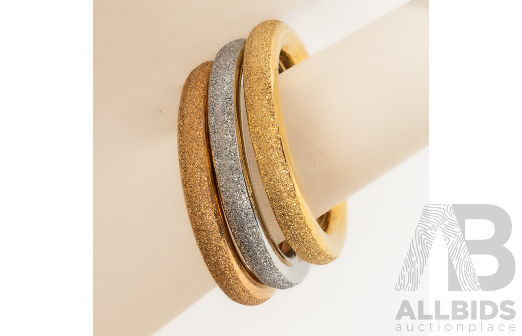 NEW - Torini Gold & Silver Tone Frosted (3) Stacking Ring Collection, Size M, with Packaging