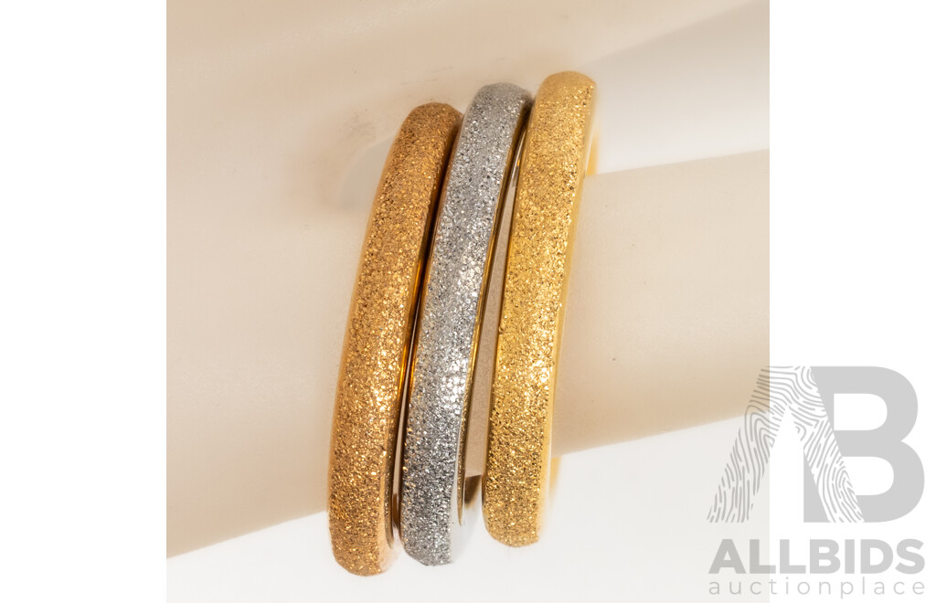 NEW - Torini Gold & Silver Tone Frosted (3) Stacking Ring Collection, Size M, with Packaging