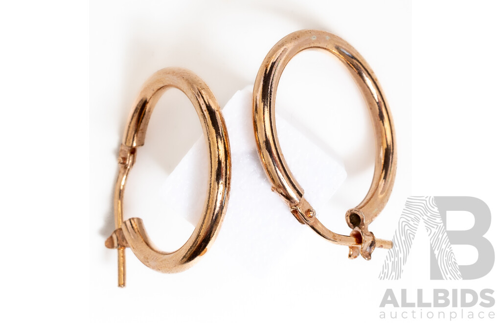 NEW - Torini Sterling Silver Rose Gold Tone Hoop Earrings, Made in Italy, 18mm, 2.39 Grams