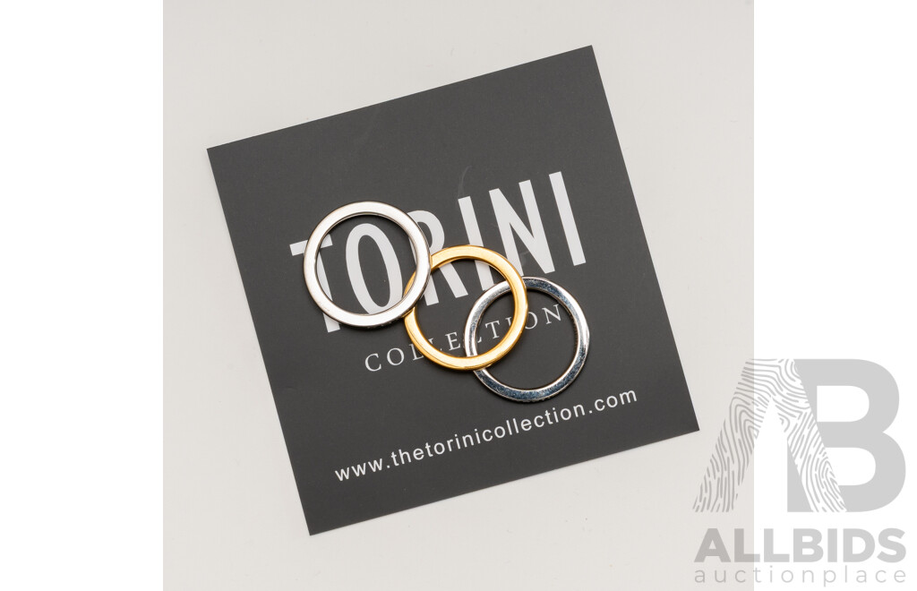 NEW - Torini Gold & Silver Tone Polished Finish (3) Stacking Ring Collection, Size M, with Packaging