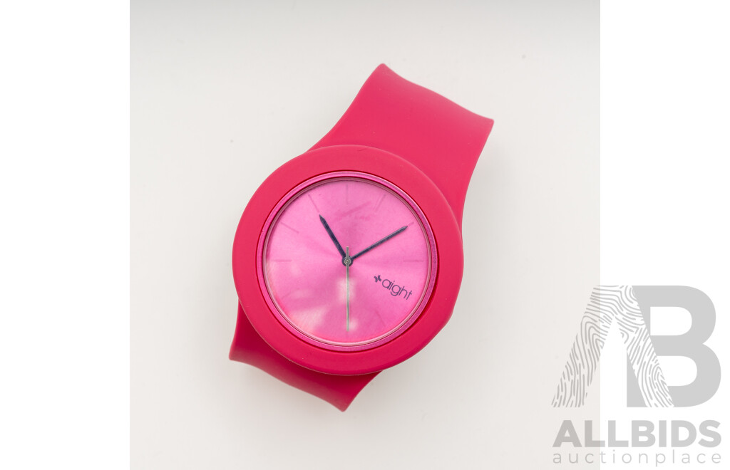 NEW - AIGHT 1am Analogue 42mm Watch with Silicon Wrist Band - Hot Raspberry Pink