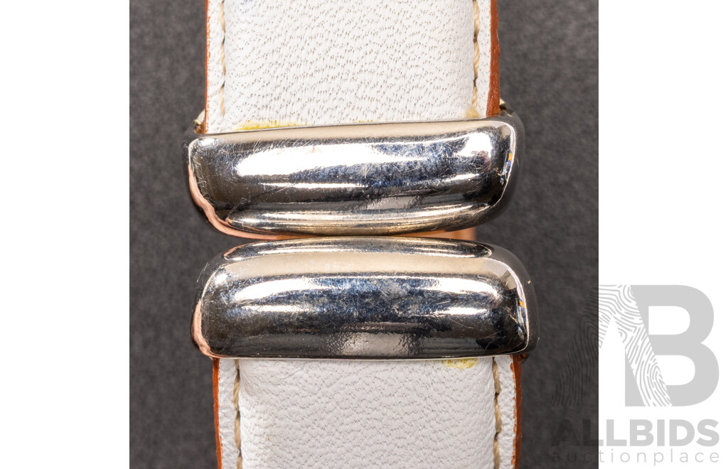 NEW - Vanderley White Leather Cuff Bangle, 57mm, Made in Italy