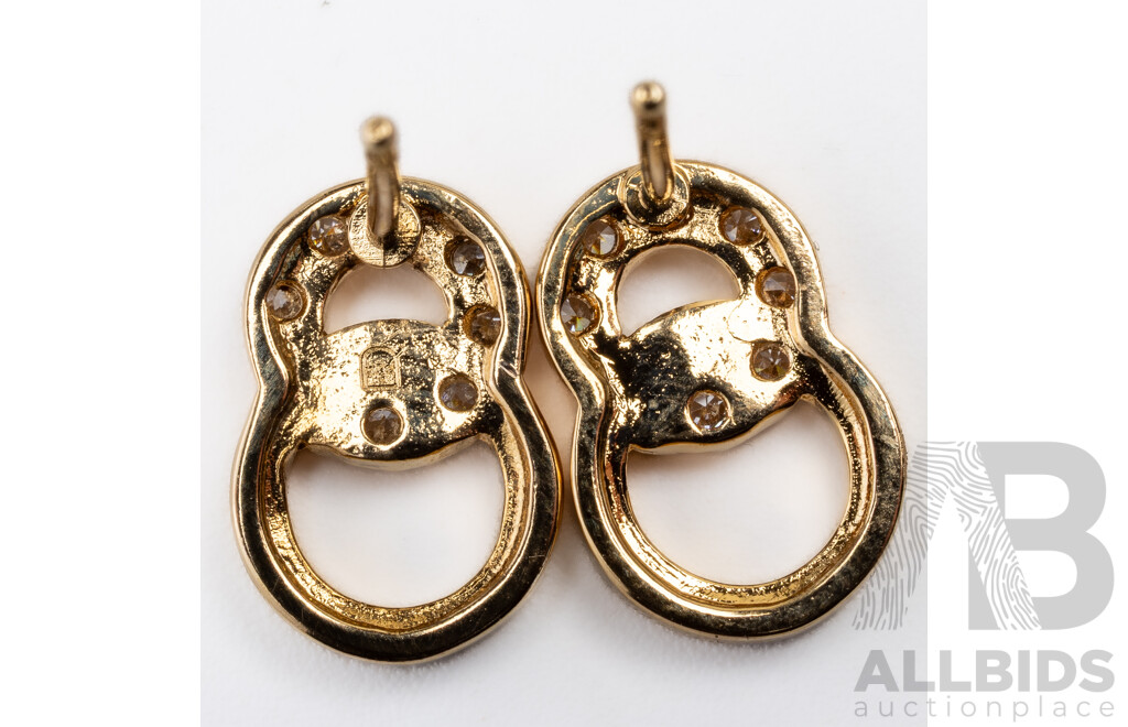 NEW - Bijoux 18kt Gold Filled Double Circle Cz Stud Earrings, Made in France, 12mm