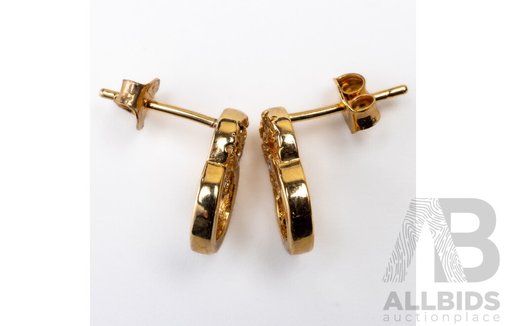 NEW - Bijoux 18kt Gold Filled Double Circle Cz Stud Earrings, Made in France, 12mm