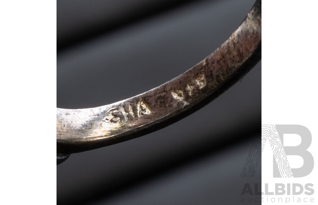 Vintage (3) Sterling Silver Baltic Amber Cabochon Rings, Sizes K, M & P, 16.0 Grams