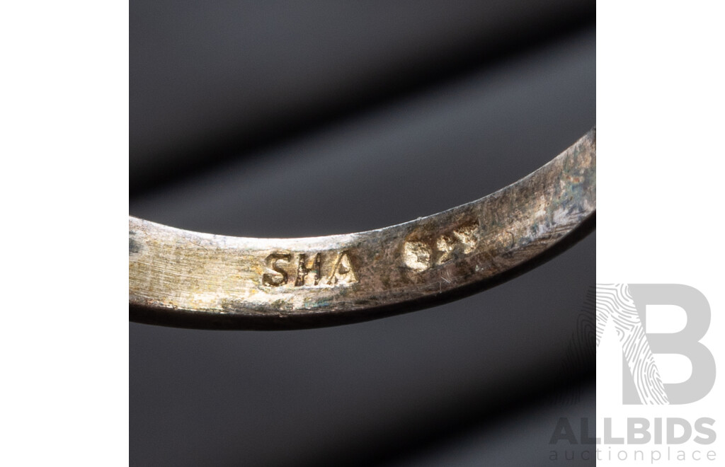 Vintage (3) Sterling Silver Baltic Amber Cabochon Rings, Sizes K, M & P, 16.0 Grams