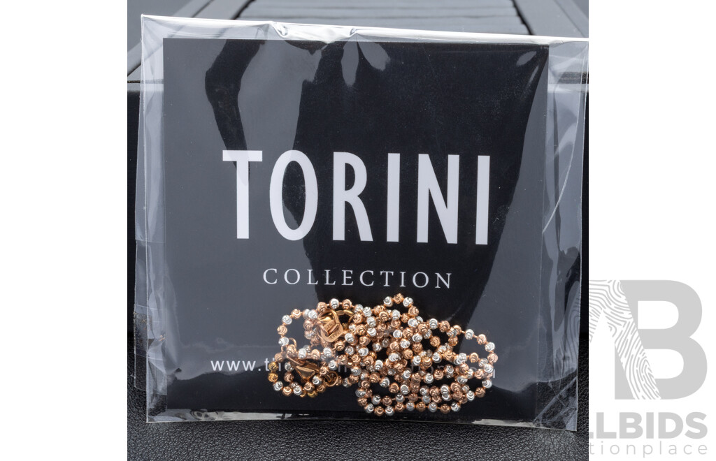 NEW - Torini Sterling Silver & Rose Diamond Cut Ball Necklace & Bracelet Set, Made in Italy, 40/18cm, 6.23Grams