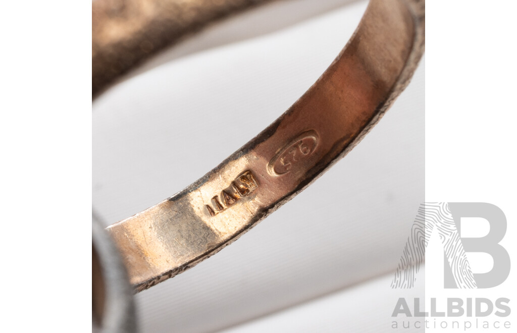 NEW - Torini Sterling Silver Frosted Rose/silver/black Russian Style Stacking Ring, Made in Italy, Size M, 6.38 Grams