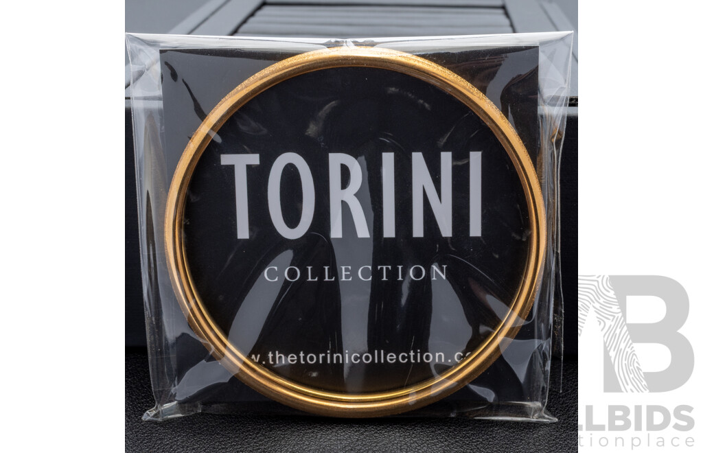 NEW - Torini (2) Gold Tone Stainless Steel Frosted Stacking Bangles, 65mm Diameter