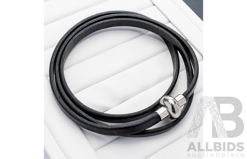 NEW - Torini Rainbow Triple Wrap Black Leather Bracelet with Magnetic Clasp