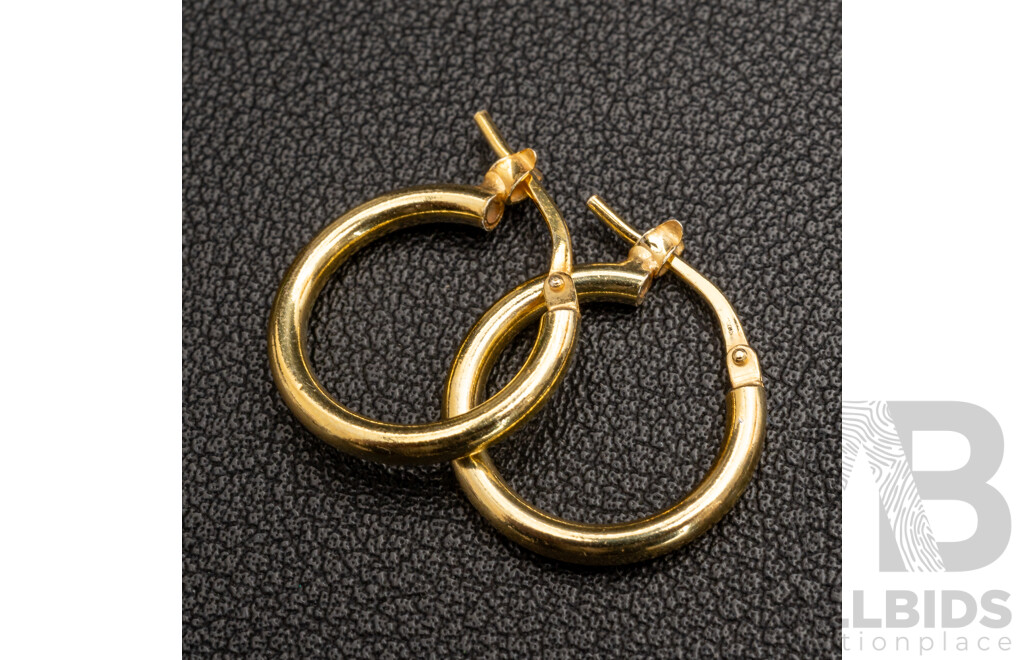 NEW - Torini Sterling Silver Gold Tone Hoop Earrings, Made in Italy, 16mm, 2.01 Grams