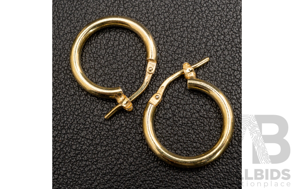 NEW - Torini Sterling Silver Gold Tone Hoop Earrings, Made in Italy, 16mm, 2.01 Grams