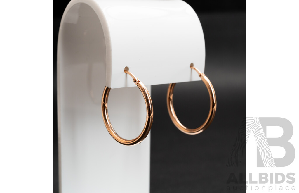 NEW - Torini Sterling Silver Rose Tone Hoop Earrings, Made in Italy, 25mm, 2.85 Grams