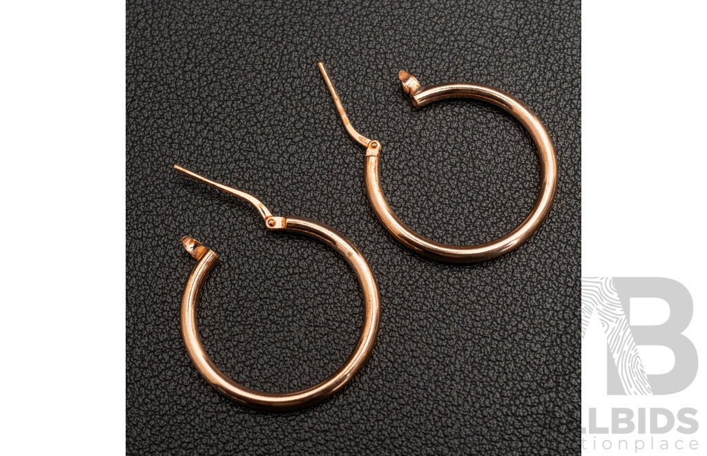 NEW - Torini Sterling Silver Rose Tone Hoop Earrings, Made in Italy, 25mm, 2.85 Grams