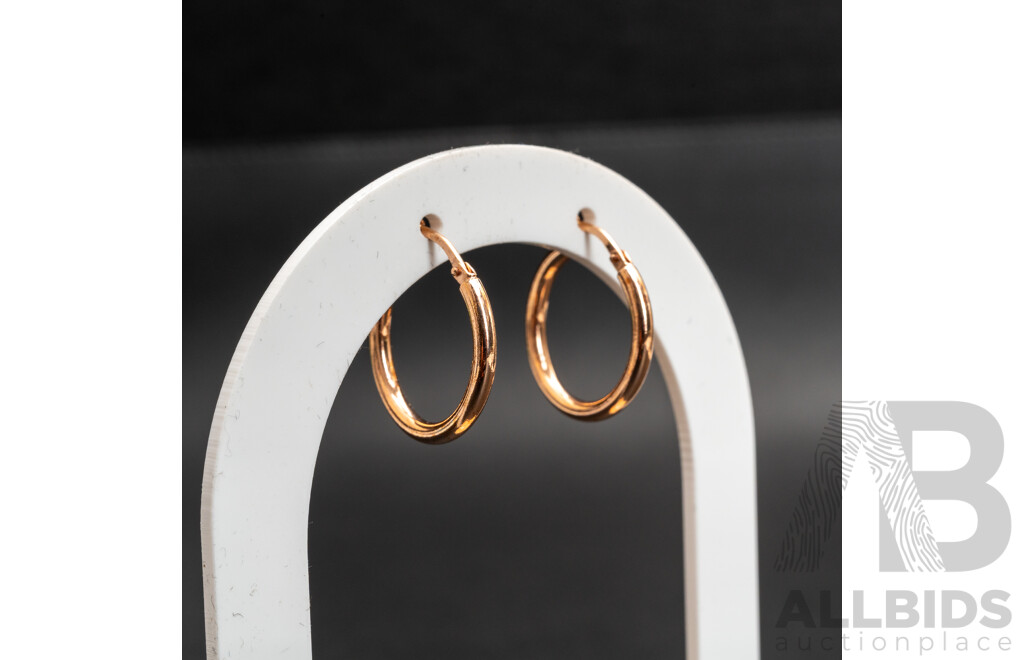 NEW - Torini Sterling Silver Rose Tone Hoop Earrings, Made in Italy, 18mm, 2.42 Grams