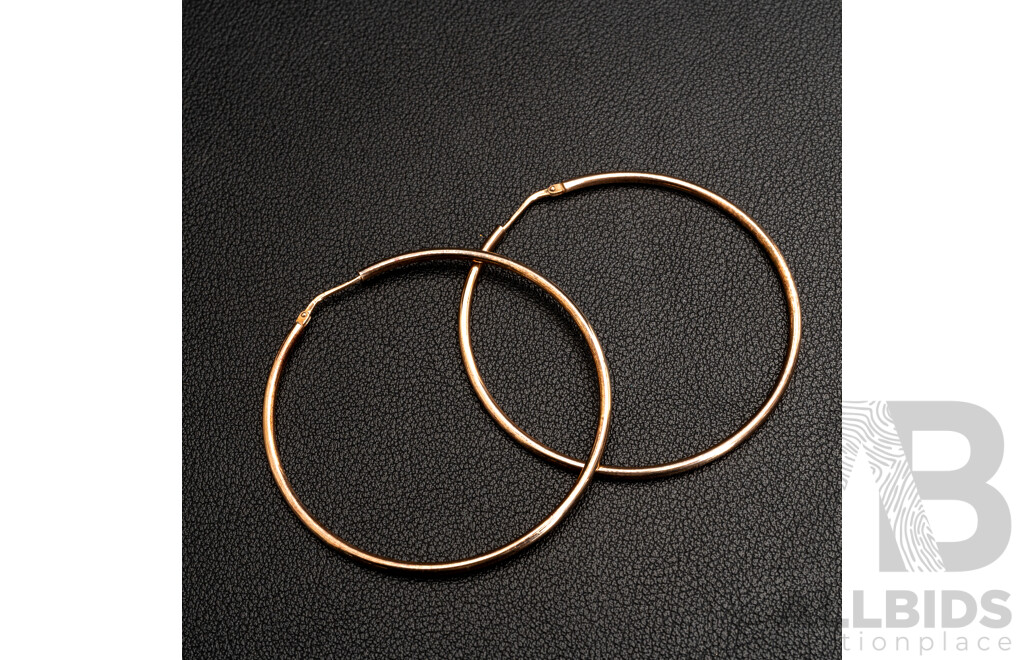 NEW - Torini Sterling Silver Rose Tone Hoop Earrings, Made in Italy, 50mm, 5.97 Grams