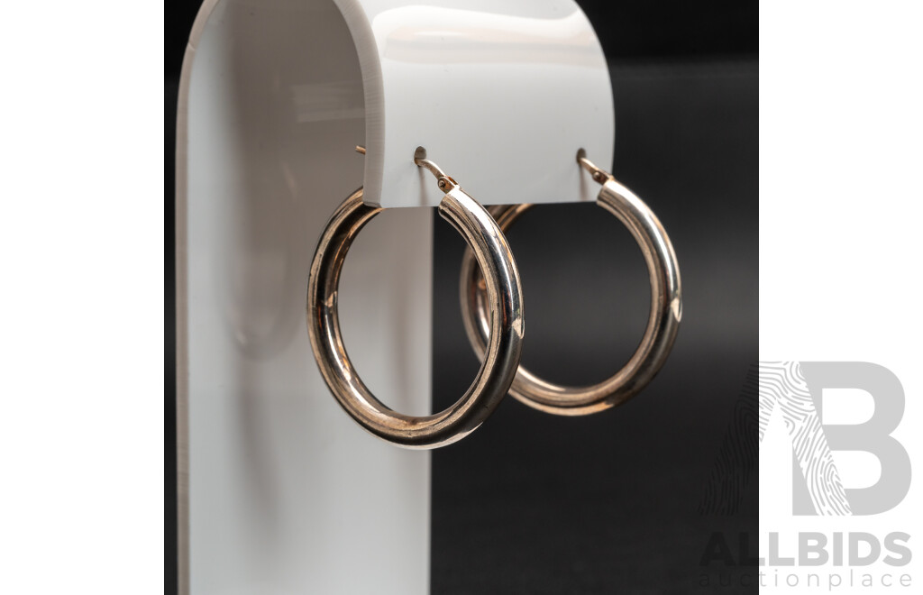 NEW - Torini Sterling Silver Tubular Hoop Earrings, Made in Italy, 33mm, 4.09 Grams