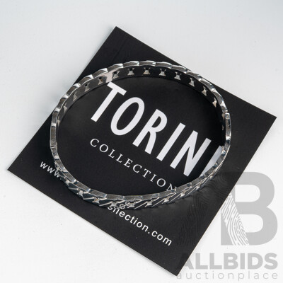 NEW - Torini Flat Curb Link Oval Stainless Steel Flat Hinged Bangle, 60mm, with Packaging