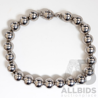 NEW - Torini Sterling Silver Ball Bracelet, Made in Italy, 18cm with Magnetic Clasp, 10.0 Grams