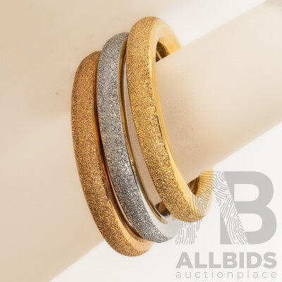 NEW - Torini Gold & Silver Tone Frosted (3) Stacking Ring Collection, Size M, with Packaging