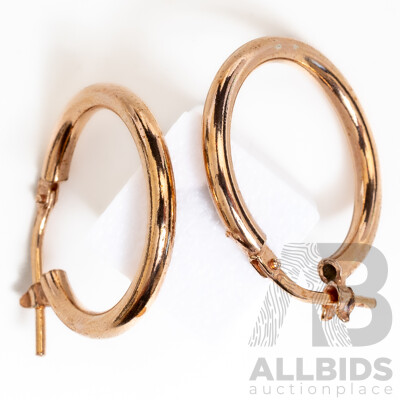 NEW - Torini Sterling Silver Rose Gold Tone Hoop Earrings, Made in Italy, 18mm, 2.39 Grams