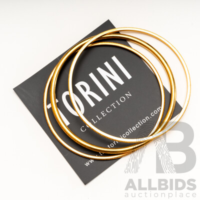 NEW - Torini (3) Gold Tone Frosted Stacking Bangles, 65mm Diameter