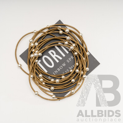 NEW - Torini Rainbow Spring Set of 12 Electroplated Piano Wire Bracelets, Stacking Style
