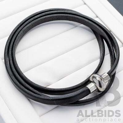 NEW - Torini Rainbow Triple Wrap Black Leather Bracelet with Magnetic Clasp