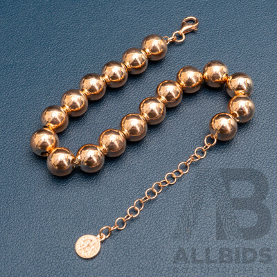 NEW - Torini Sterling Silver Rose Ball Bracelet, Made in Italy, 20.5+5cm with Extender Chain, 13.13 Grams