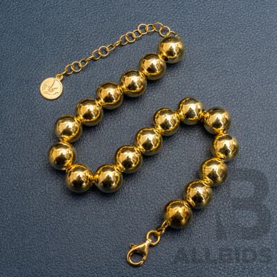 NEW - Torini Sterling Silver Yellow Ball Bracelet, Made in Italy, 20.5+5cm with Extender Chain, 13.02 Grams