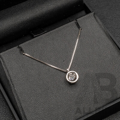 NEW - Dancing Diamond Designs Sterling Silver Cubic Zirconia Circle Drop Pendant on Chain, 40+5cm, 2.60 Grams