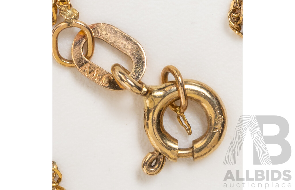 9ct Rope Twist Euro Ball Necklace, 45cm, Scrap or Repair, 1.53 Grams
