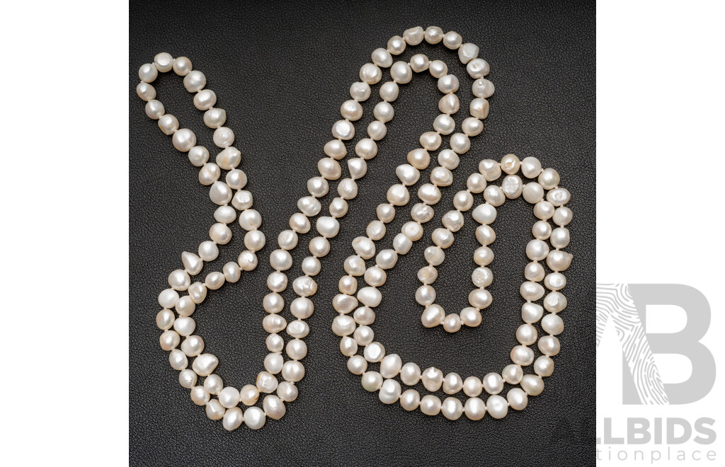 Freshwater Baroque Cultured Pearl Necklace, Continuous Strand, 145cm Long