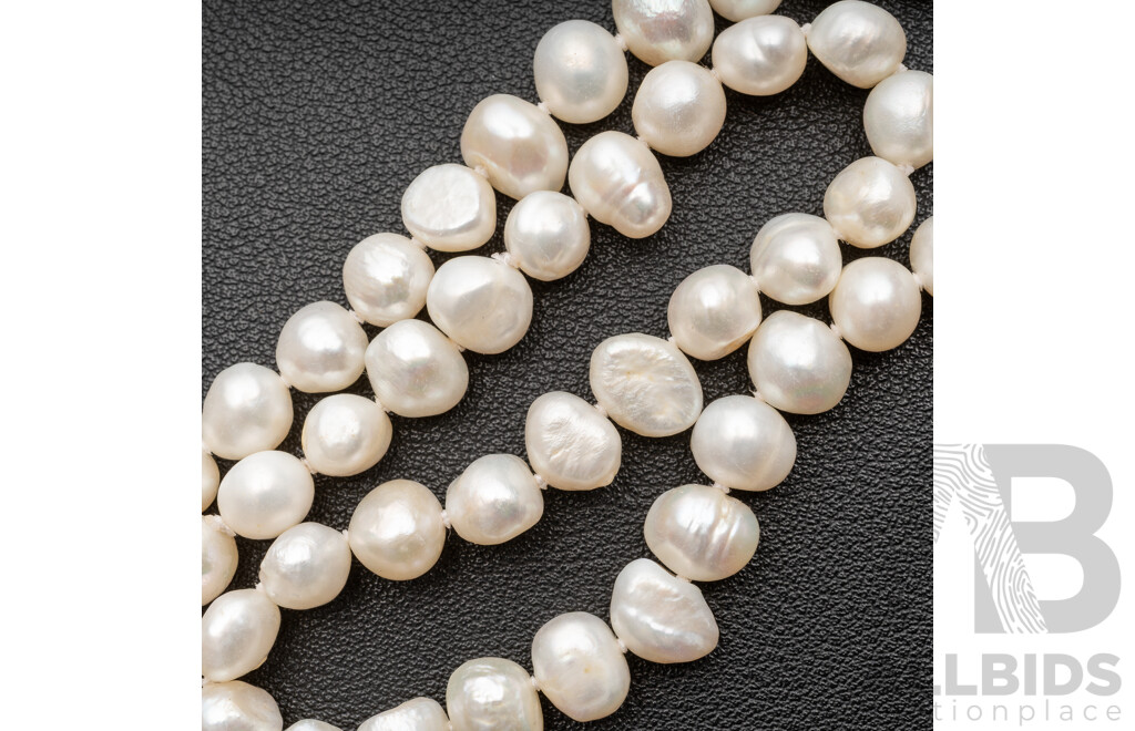 Freshwater Baroque Cultured Pearl Necklace, Continuous Strand, 145cm Long