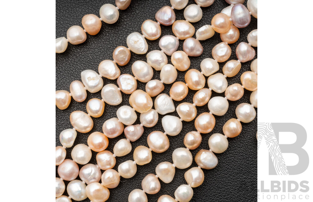 Freshwater Baroque Cultured Pearl Necklace, Continuous Strand in Pastels, 150cm
