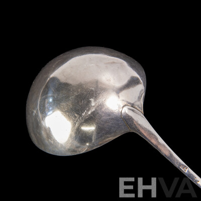 Antique Irish Sterling Silver Ladle by John Shiels, Dublin, 1769 with Engraved Detail and Lion Monogram to Top and Original Receipt