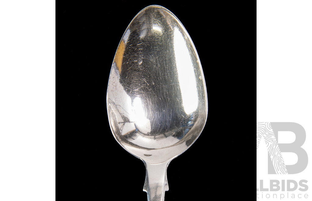 Set Three Antique Sterling Silver Dinner Spoons, F. H, London 1823 Along with Set Three Sterling Silver Dinner Spoons, Hayne & Cater London, 1850