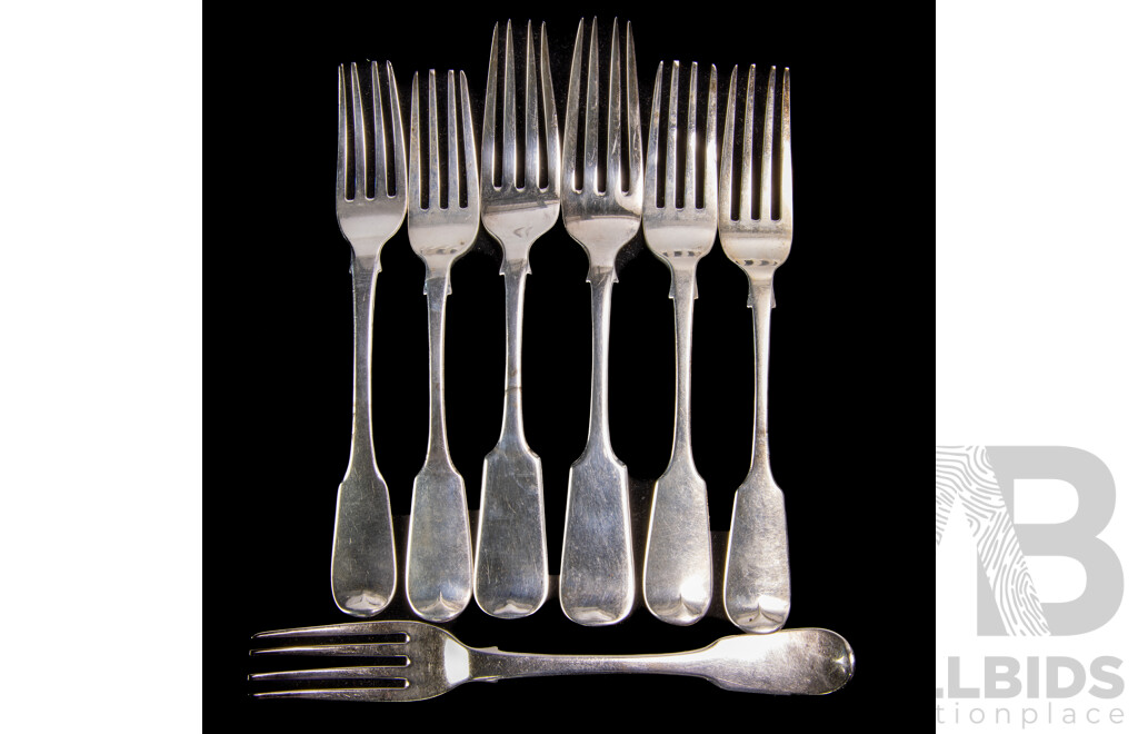 Collection Antique Sterling Silver Forks Comprising Set Three Forks, London, 1847, Set Two by Josiah & George Piercy, London 1816 & Set Two, London 1818