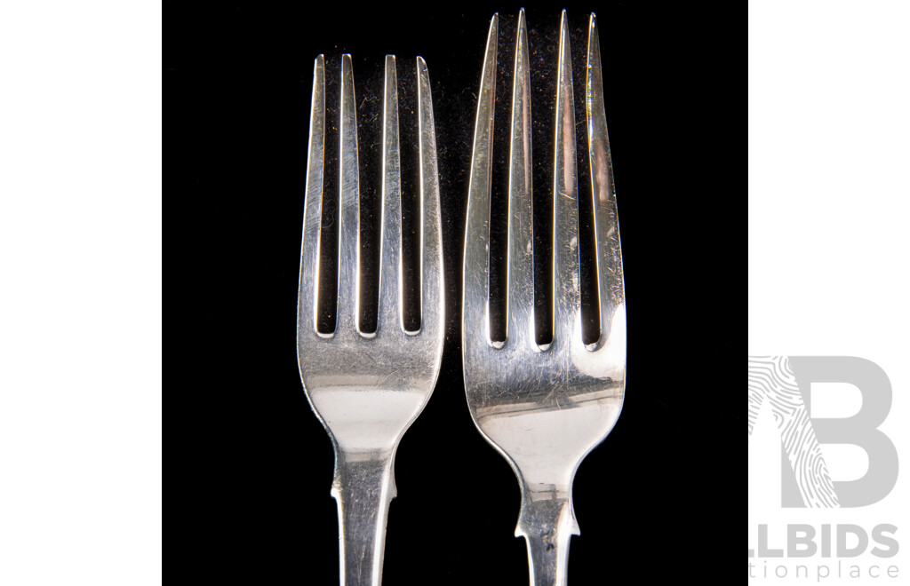 Collection Antique Sterling Silver Forks Comprising Set Three Forks, London, 1847, Set Two by Josiah & George Piercy, London 1816 & Set Two, London 1818